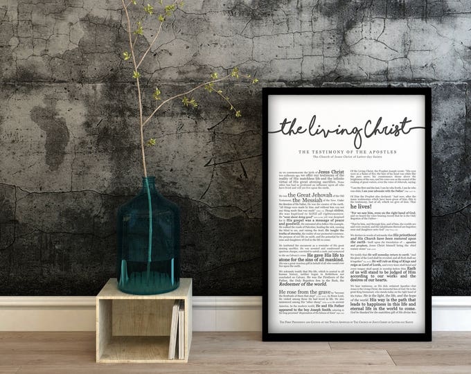 The Living Christ Print- on Premium Paper- Cursive Title- LDS