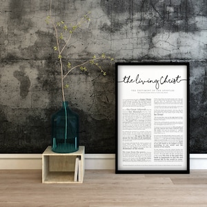 The Living Christ Print on Premium Paper Cursive Title LDS Black