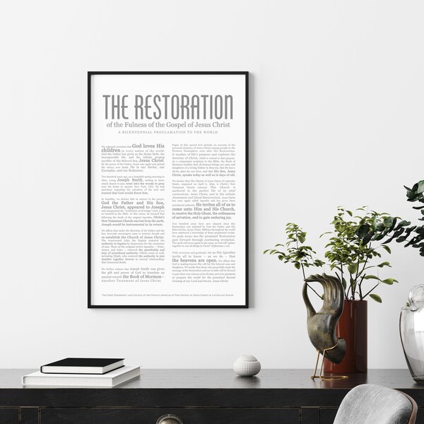 Restoration Proclamation 2020- Premium Print- Masculine Emphasized- LDS