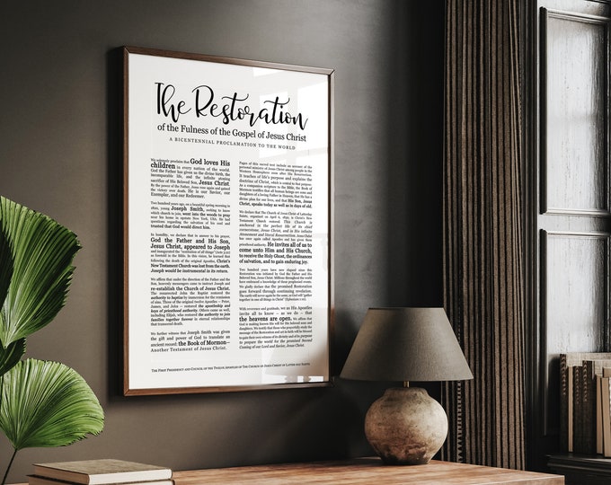 DOWNLOAD- Restoration Proclamation of the Church of Jesus Christ Printable- Modern Emphasized- LDS