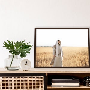 Jesus Christ in Field- Modern Christian Print, Color