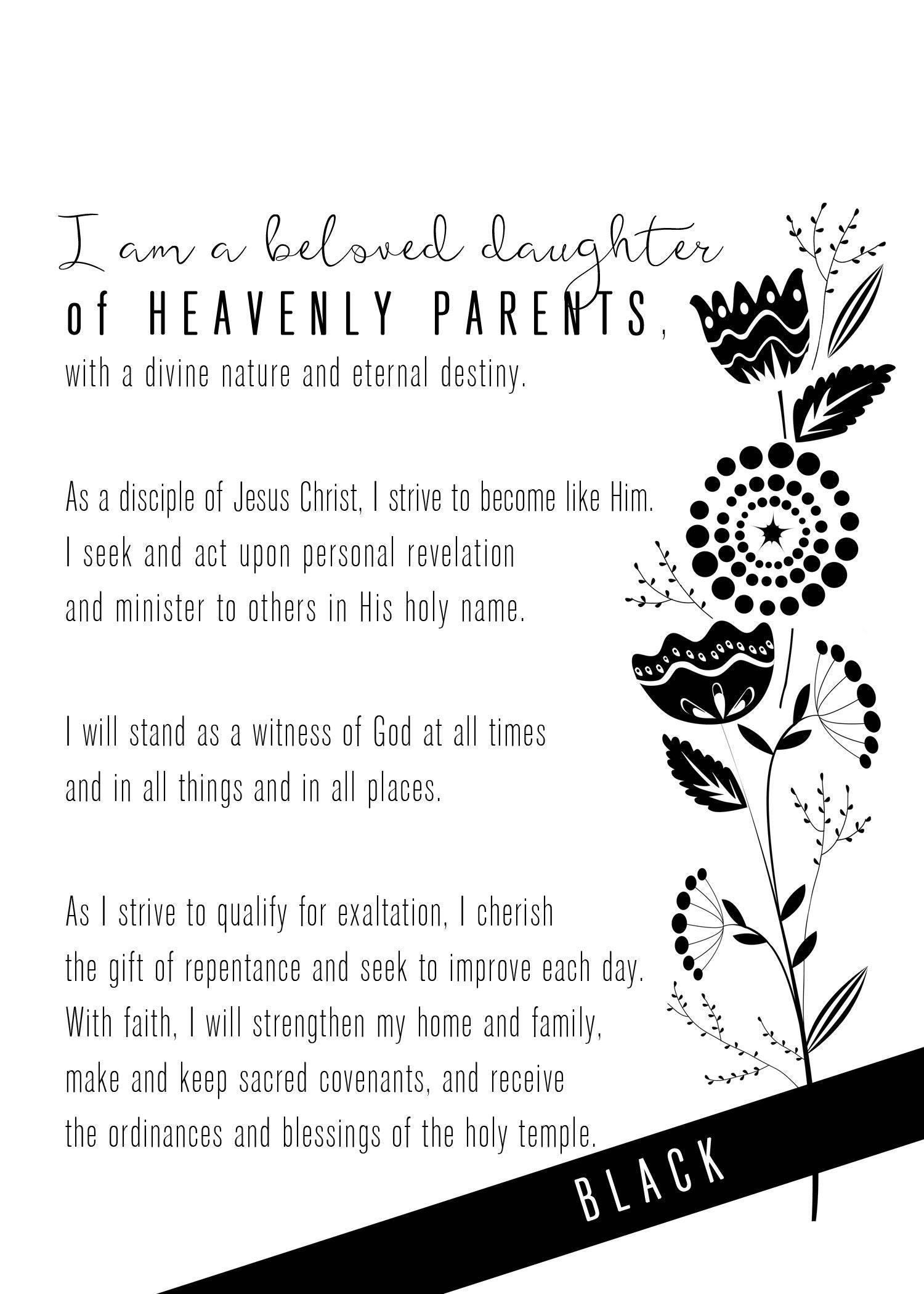 I Am a Beloved Daughter of Heavenly Parents LDS YW Theme 