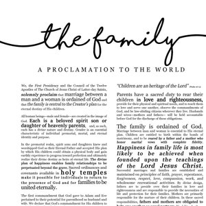 Family Proclamation Print on Premium Paper Cursive Title LDS image 10
