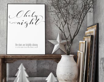 O Holy Night- Modern Christmas Decor Printable Digital Download