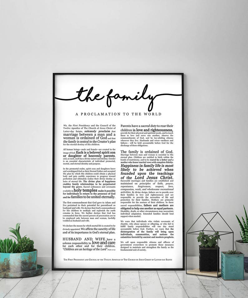 Family Proclamation Print on Premium Paper Cursive Title LDS image 2