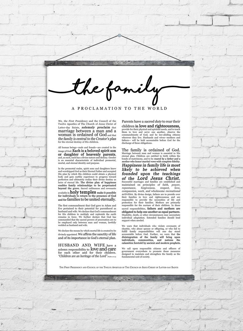 Family Proclamation Print on Premium Paper Cursive Title LDS image 7