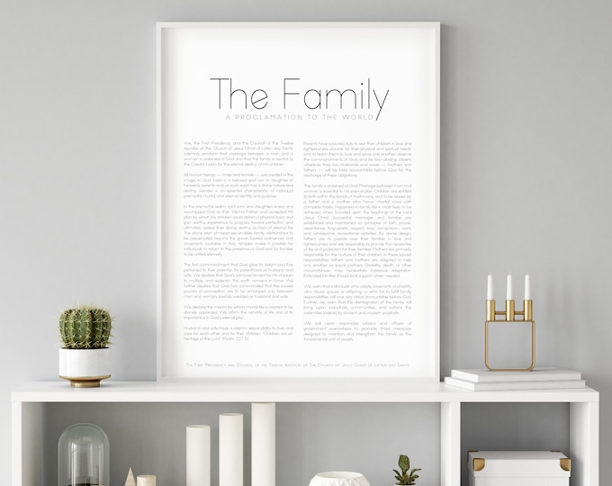 Family Proclamation Print- High Quality Print- Minimalist Design