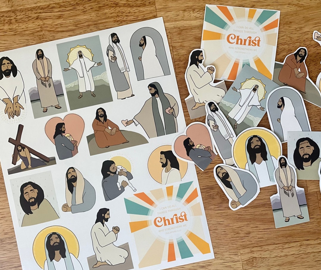 Jesus Sticker Sheet Printable Download. Christian Stickers Etsy