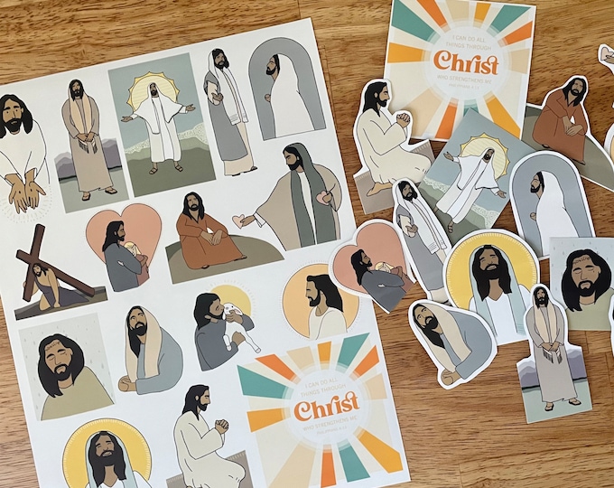 Jesus Sticker Sheet- Printable Download. Christian Stickers