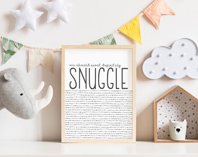 Snuggle- Modern Nursery Art, Black and White