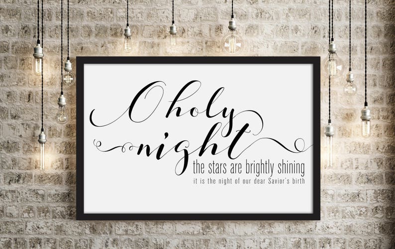 O Holy Night Horizontal Modern Christmas Decor Print image 1