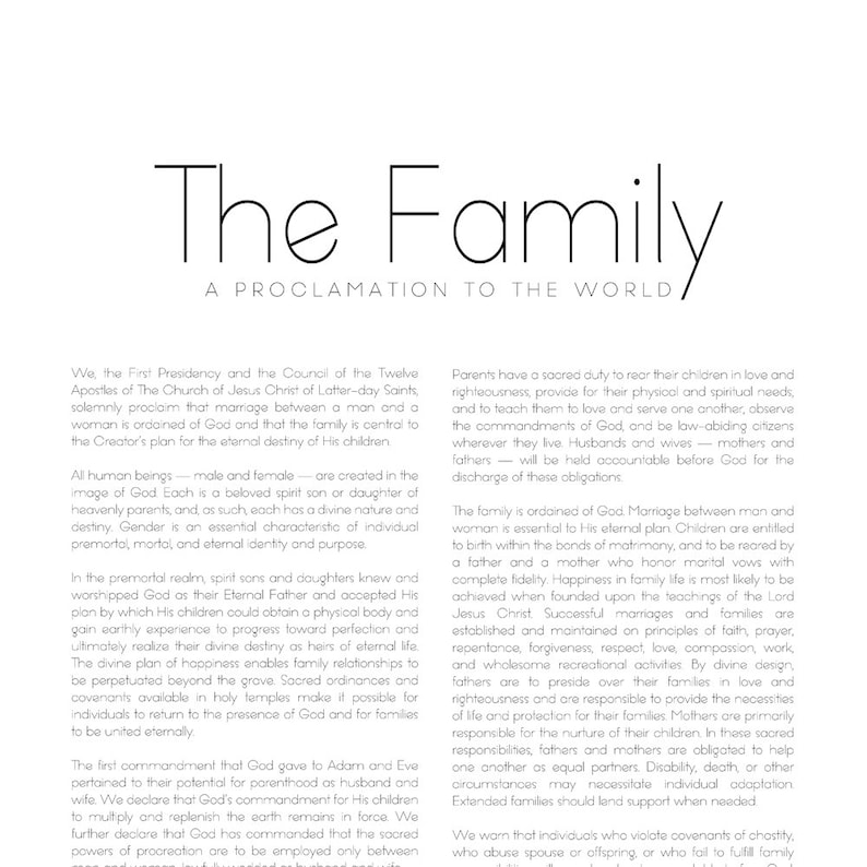 Family Proclamation Print High Quality Print Minimalist - Etsy