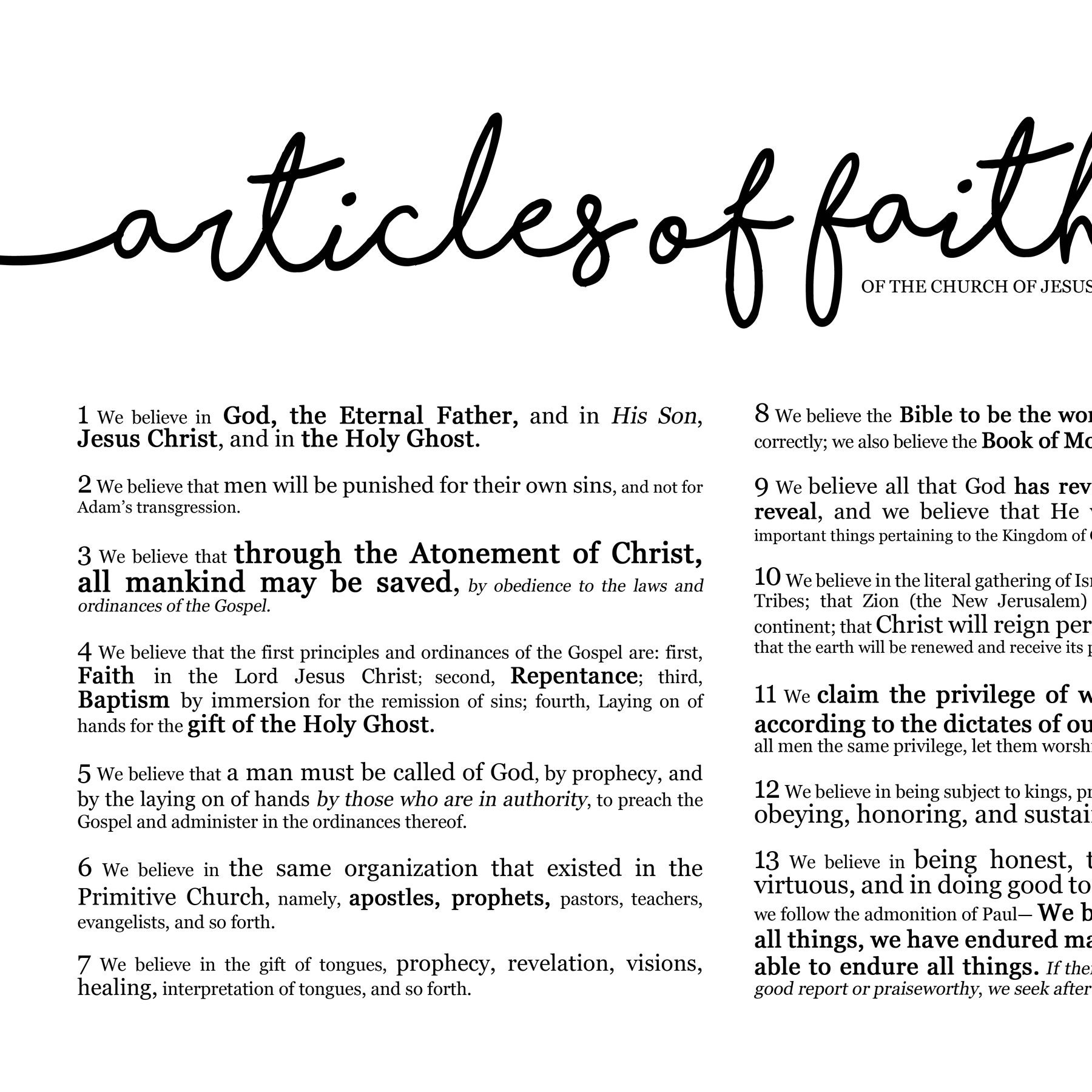 articles of faith articles of faith