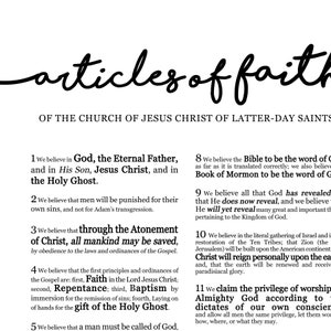 Articles of Faith Print on Premium Paper Cursive Title LDS image 9