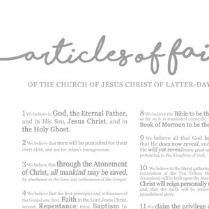 Articles of Faith Print on Premium Paper Cursive Title LDS image 10