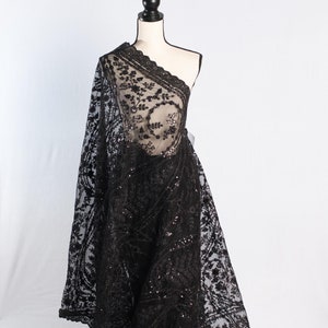 Black Embroidery Net Saree: Designer Party Sari