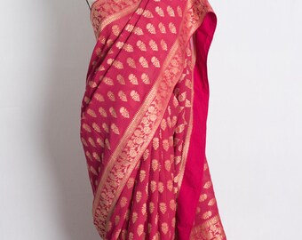 Banarasi Georgette Light Pink Saree - Zari Weave - Wedding and Indian
