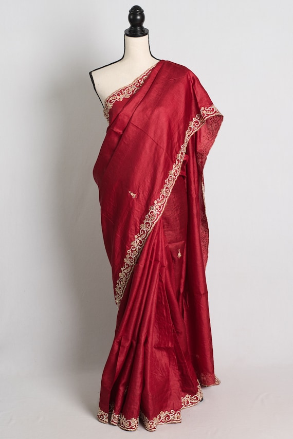 Buy Dark Red Designer Saree online-Karagiri