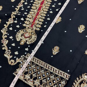 Black Embroidery Pakistani Salwar Kameez Suit in Size 42.