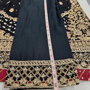 Black Embroidery Pakistani Salwar Kameez Suit in Size 42.
