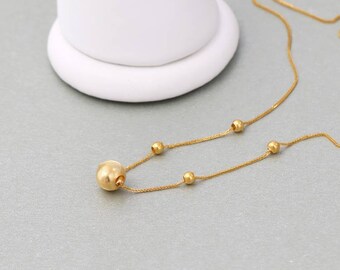 Genuine Necklace 18K gold solid Au750 stamped, 75% of gold, Real K gold solid spiga chain, charm beaded necklace