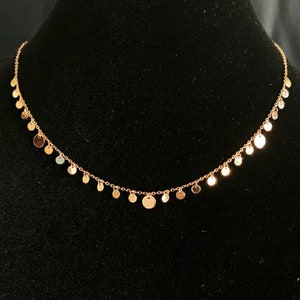 Genuine Necklace 18K gold solid Au750 stamped, 75% of gold, Real K gold solid THIN chain, round disc pieces necklace Thicker version