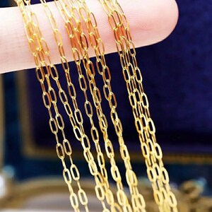 Necklace paperclip chain 18K solid gold, Genuine Au750 stamped gold, rose gold yellow gold necklace, 16 inches, 18 inches