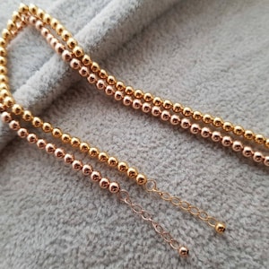 Custom 18K gold solid ball bangle bracelet, Au750 gold, 75% gold strand bracelet, 18K rose gold solid chain, whole body 18K gold solid