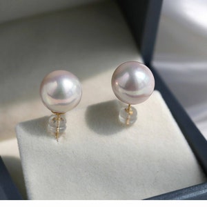 Huge pearls 11-12mm 18K gold solid pearl earrings studs, Au750 stamped gold, 75% of gold earrings, natural fresh water Edison white pearls