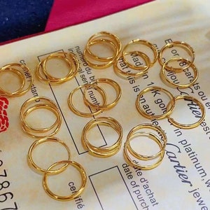 Genuine 24K gold solid thin hoop earrings 10mm, Au999 gold , Real K gold for men and Women