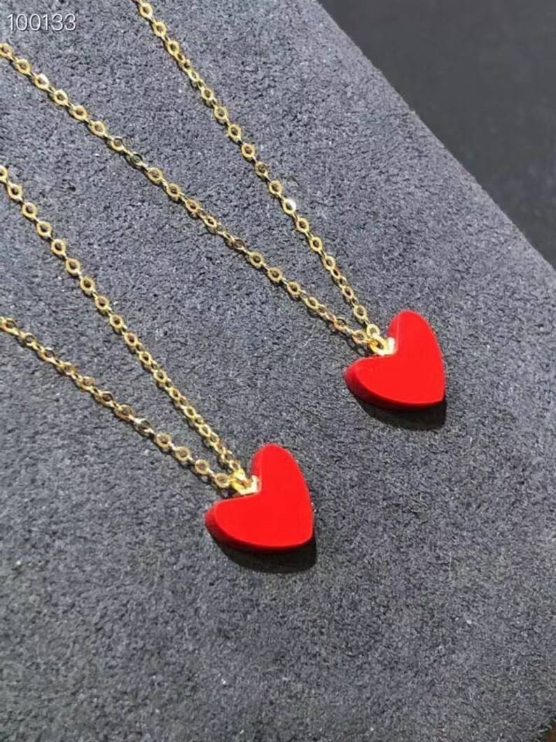 Genuine 18K gold solid necklace chain choker jewelry necklace set 75/% of gold stamped Au750 18K gold pendant with artificia coral