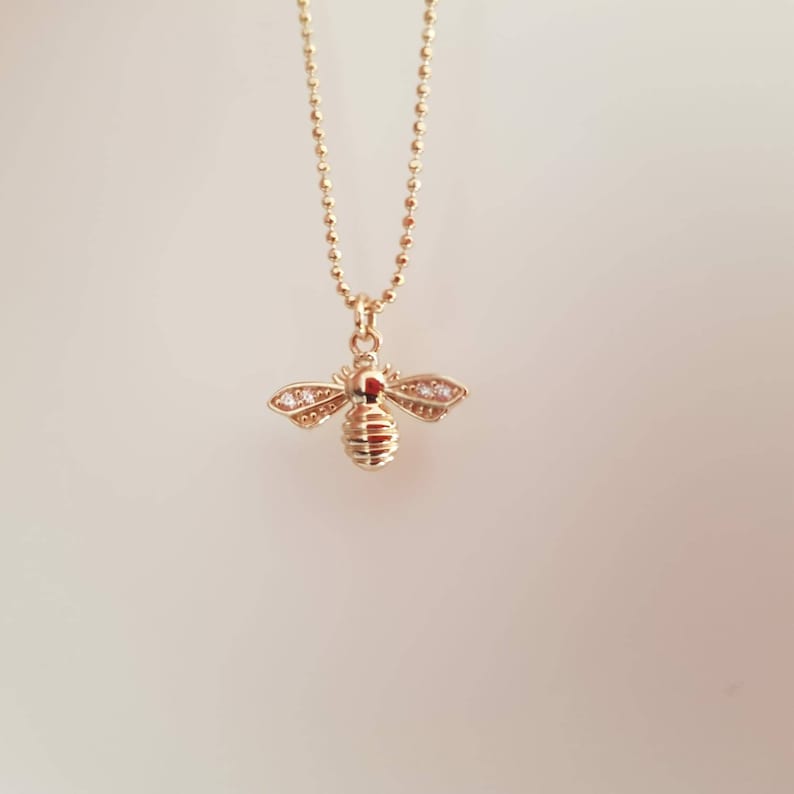 58.5/% of gold good luck charm bracelets handmade Au585 real gold Bracelet 14K gold solid beaded bee charm bracelet