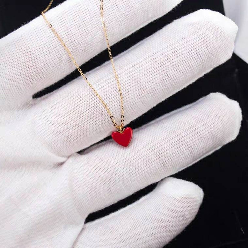 Genuine 18K gold solid necklace chain choker jewelry necklace set 75/% of gold stamped Au750 18K gold pendant with artificia coral