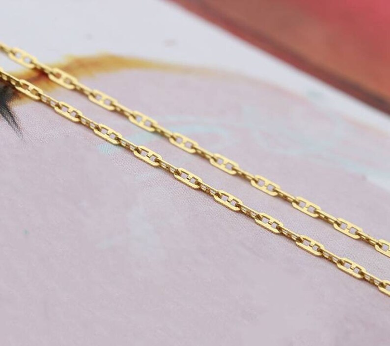 Genuine Necklace chain 18K  gold solid fine chain,   Au750 stamped  fine rose gold solid chain, 1.1grams