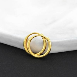 Real 18K solid gold huggie hoop earrings, Au750 gold , 75% of gold earring, 18K rose gold earring big hoops, white gold