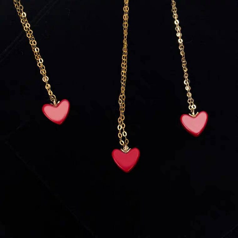 Genuine 18K gold solid necklace chain choker jewelry necklace set 75/% of gold stamped Au750 18K gold pendant with artificia coral