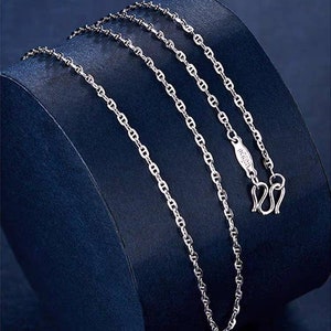Solid platinum necklace stud link chain, Pt950 stamped platinum spike chain ,45CM, 17.8 inches real Platinum 950 necklace
