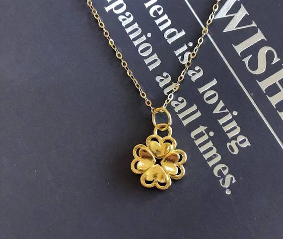 24k solid 2024 gold necklace women's