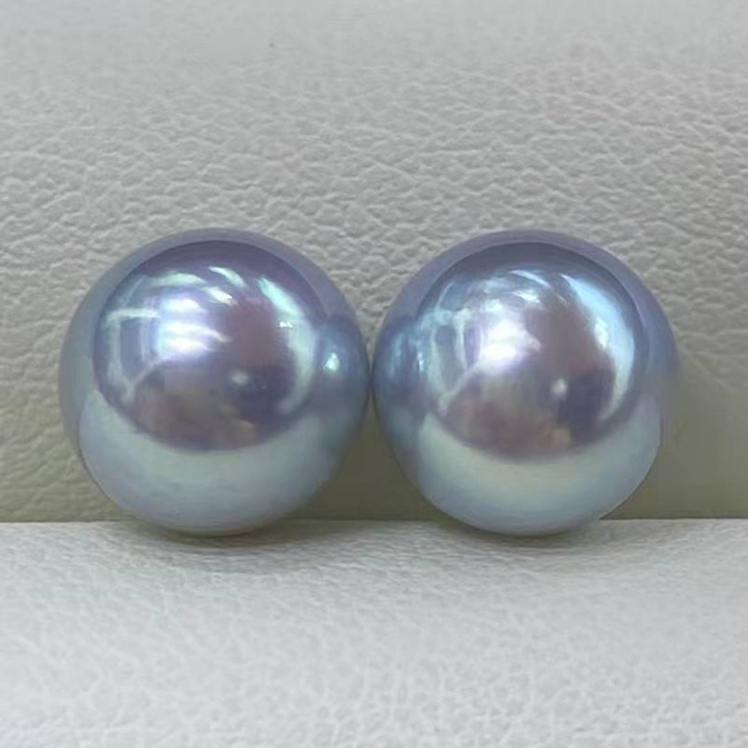 Grade AAAAA Natural Cultivated Gray Blue Half Drilled Pearl, Untreated