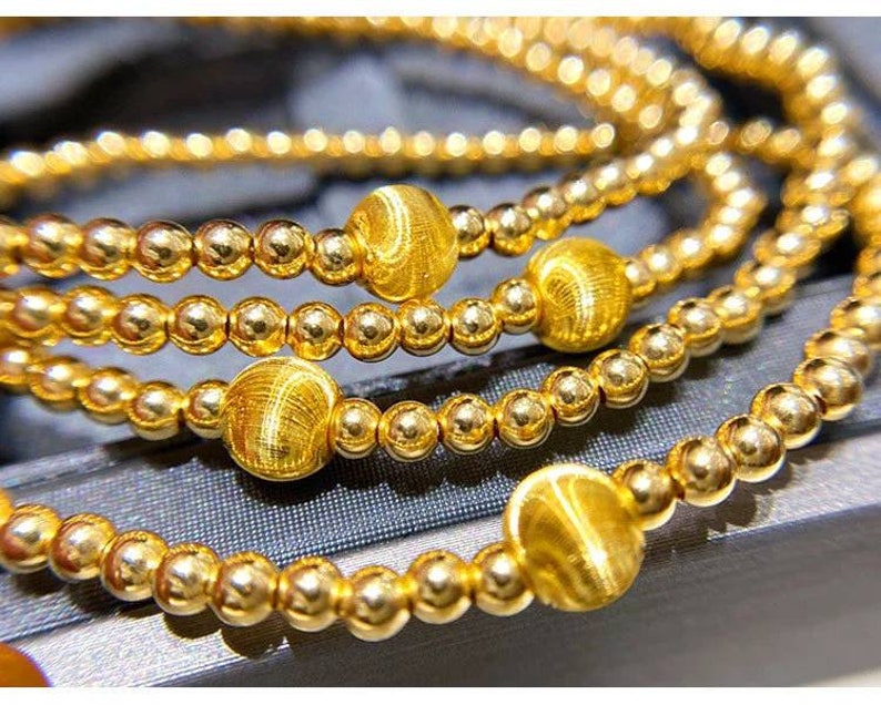 Genuine 18K gold solid beaded bangle bracelet Au750 gold 75 Etsy