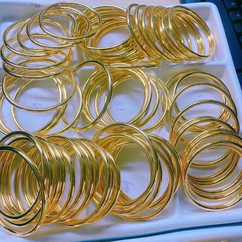 Genuine 24K Gold Solid Bangle Bracelet Au999 Stamped Bangle Etsy UK