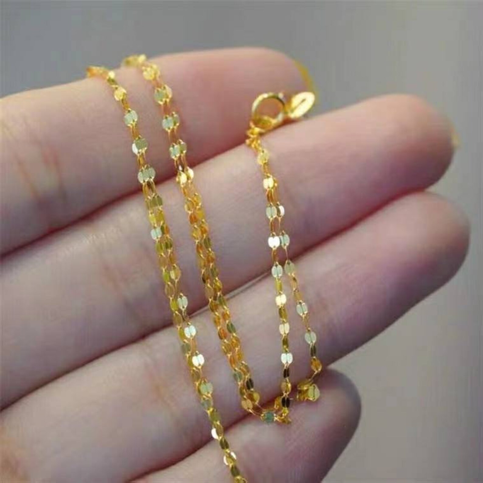 Genuine Necklace Lip Chain 18K Gold Solid Au750 Stamped 75 Etsy