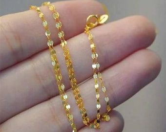 Genuine Necklace Lip chain 18K gold solid Au750 stamped, 75% of gold, Real K gold,  45CM, 17.8 inches, 18K rose gold solid