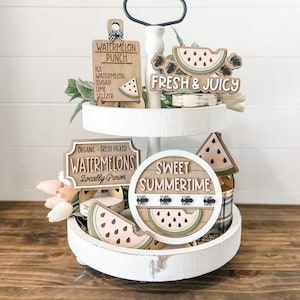 Summer Tiered Tray Decor | Summer Decor | Watermelon Tier Tray | Summer Decorations | Sweet Summertime | Watermelon Decor | Summer Tray Sign