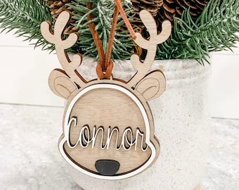 Personalized Stocking Tags | Stocking Tags Personalized | Stocking Tags | Stocking Tags Wood | Personalized Ornament | Reindeer Ornament