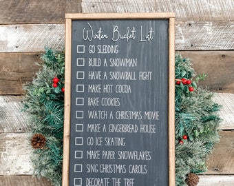 Winter Bucket List | Bucket List Sign | Bucket List | Christmas Decor | Winter Decor | Christmas Wood Signs | Rustic Signs | Farmhouse Decor