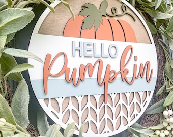 Fall Door Hanger | Fall Door Sign | Fall Door Decor | Hello Pumpkin | Fall Decor Porch | Fall Decor Outside | Fall Decorations | Fall Decor