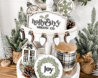 Christmas Tiered Tray Decor Bundle | Neutral Christmas Decor | Christmas Decor | Christmas Decorations For Home | Christmas Tiered Tray