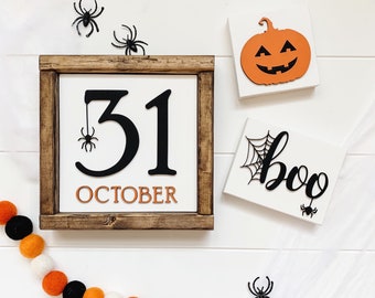 Halloween Tiered Tray Decor | Halloween Decor | Tiered Tray Decor | Halloween Decorations | Halloween Signs | 3D Signs | Mini Wood Sign