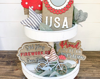 4th of July Tiered Tray Decor | 4th of July Decor | 4th of July Decorations  | Summer Tiered Tray Decor | Summer Decor | Patriotic Decor